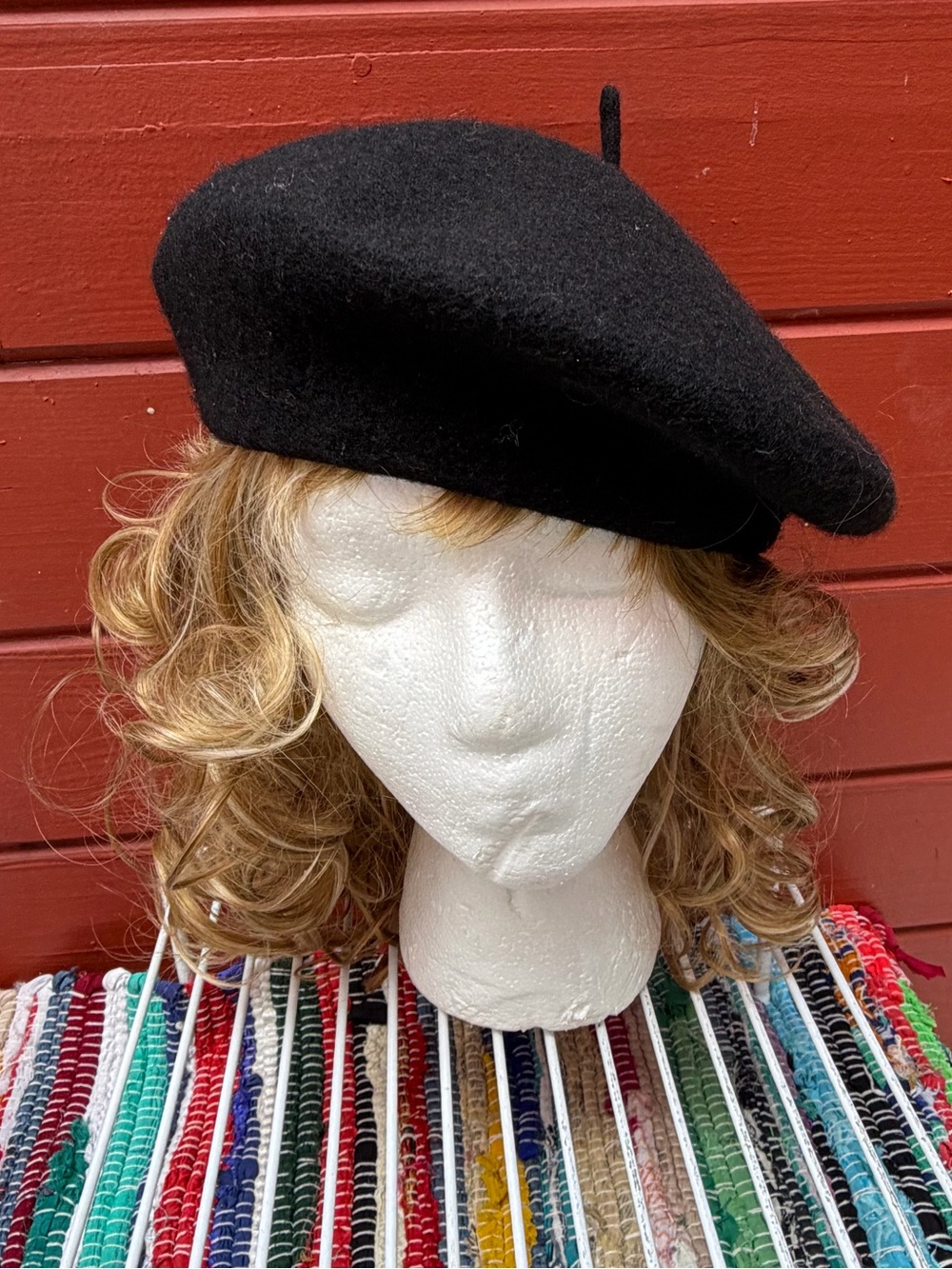 Nordstrom Black wool Women's  Classic Preppy Beret Hat OS